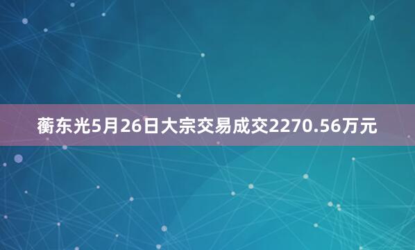 蘅东光5月26日大宗交易成交2270.56万元