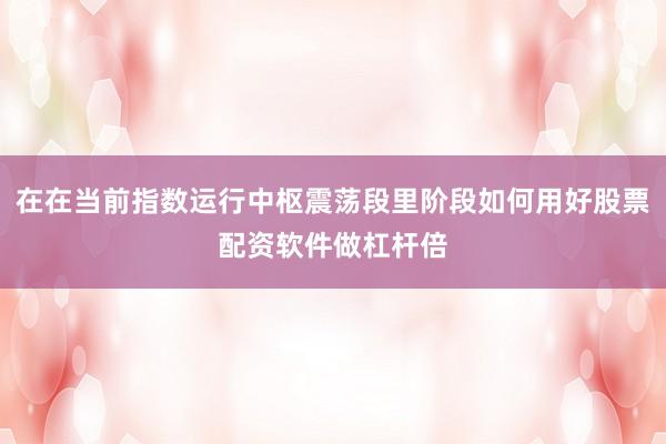 在在当前指数运行中枢震荡段里阶段如何用好股票配资软件做杠杆倍