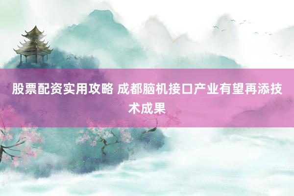 股票配资实用攻略 成都脑机接口产业有望再添技术成果