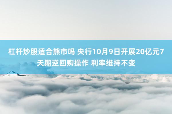 杠杆炒股适合熊市吗 央行10月9日开展20亿元7天期逆回购操作 利率维持不变